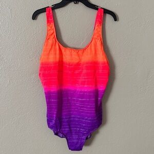 Vintage Kathy Ireland Ombré One Piece Swimsuit Womens Plus Size 20W Y2K